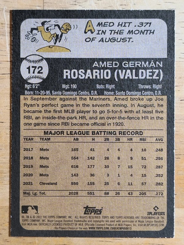 2022 Topps Heritage #172 Amed Rosario