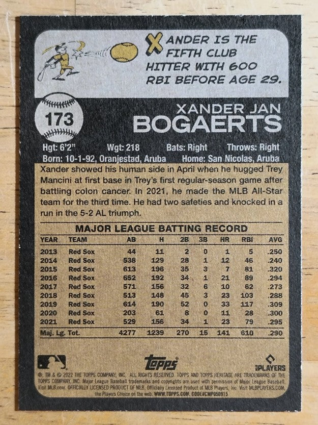 2022 Topps Heritage #173 Xander Bogaerts