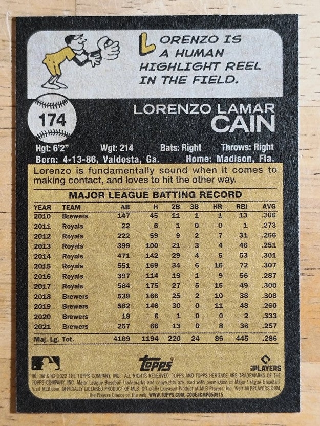 2022 Topps Heritage #174 Lorenzo Cain