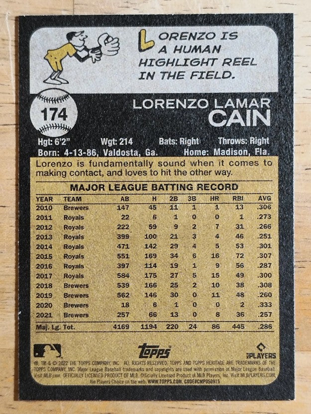 2022 Topps Heritage #174 Lorenzo Cain