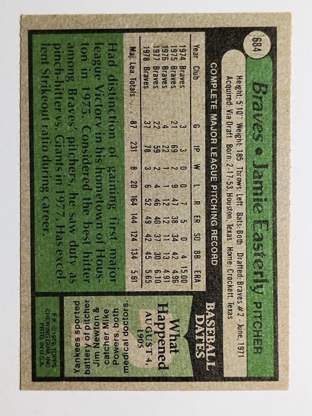 1979 Topps #684 Jamie Easterly DP (EX)