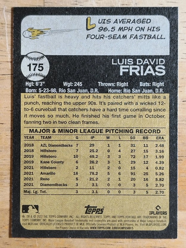 2022 Topps Heritage #175 Luis Frias RC