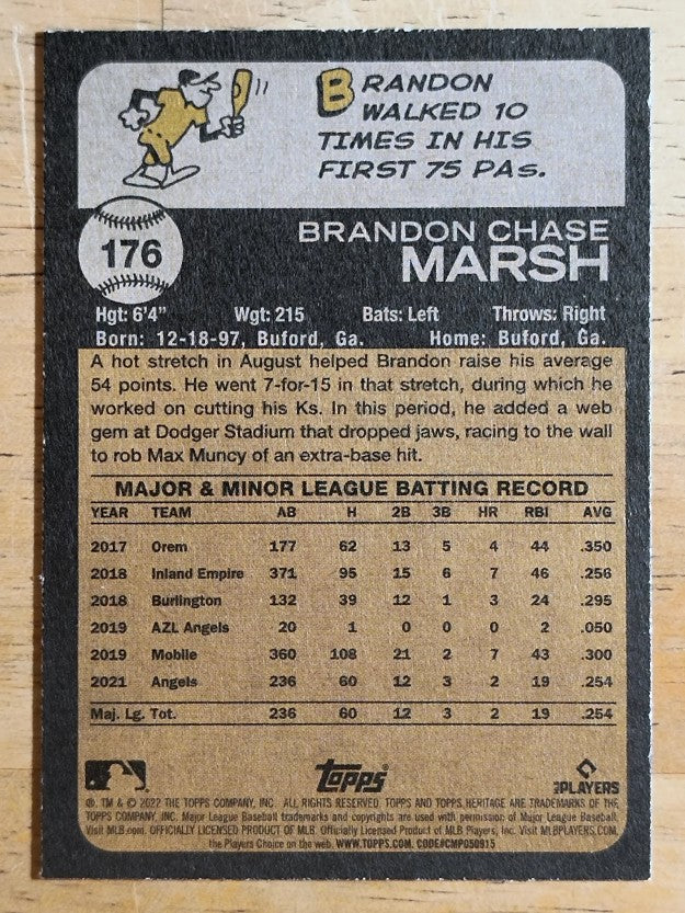2022 Topps Heritage #176 Brandon Marsh RC