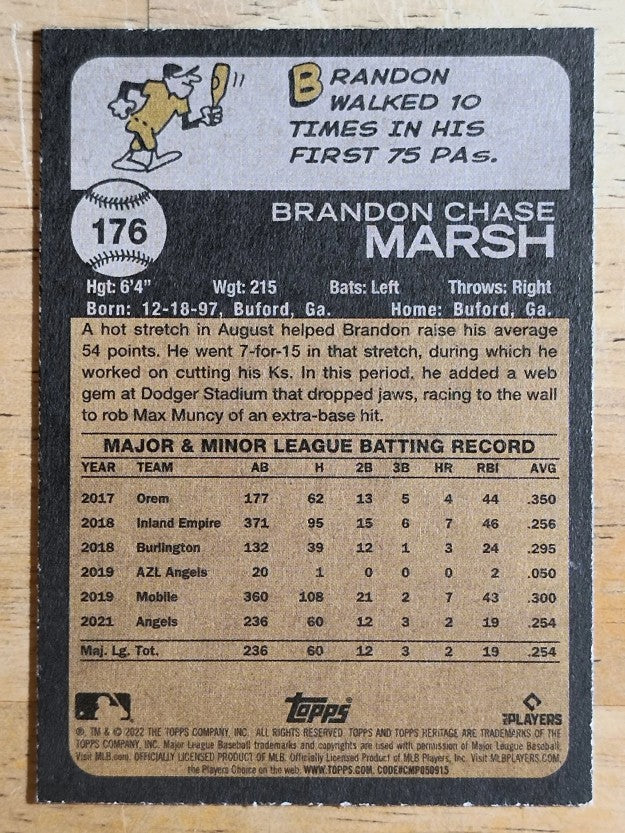 2022 Topps Heritage #176 Brandon Marsh RC