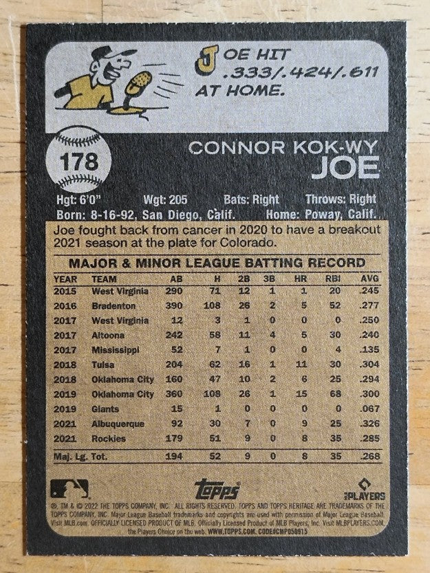 2022 Topps Heritage #178 Connor Joe