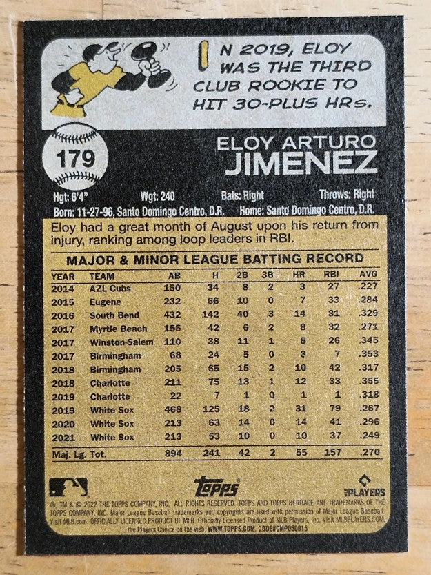 2022 Topps Heritage #179 Eloy Jimenez