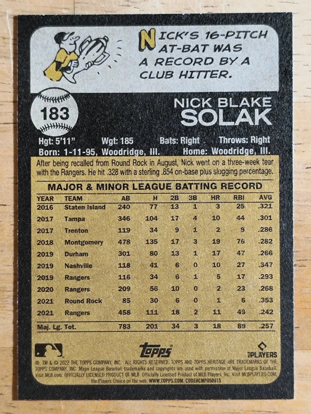 2022 Topps Heritage #183 Nick Solak