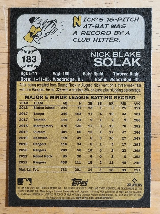 2022 Topps Heritage #183 Nick Solak