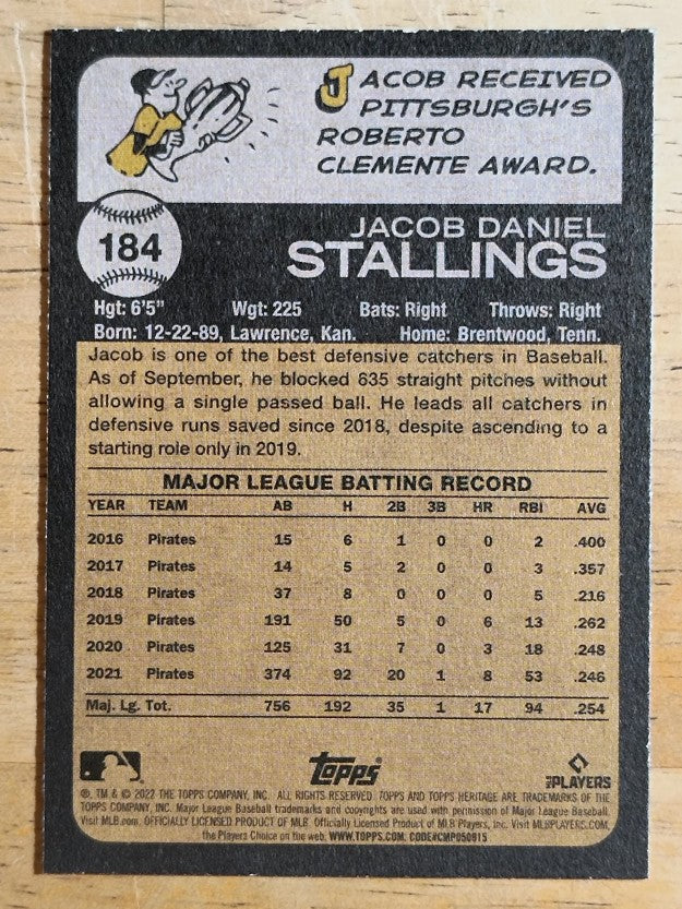 2022 Topps Heritage #184 Jacob Stallings