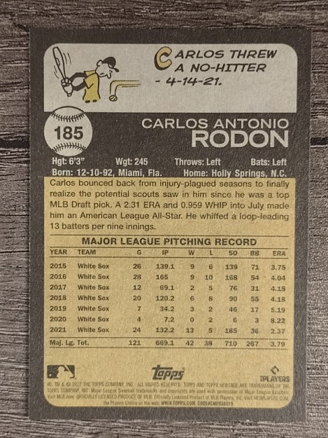 2022 Topps Heritage #185 Carlos Rodon