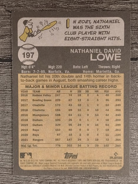 2022 Topps Heritage #197 Nathaniel Lowe
