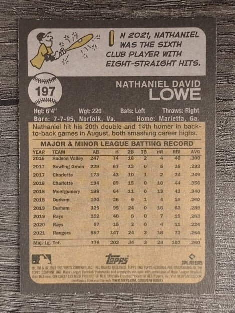 2022 Topps Heritage #197 Nathaniel Lowe
