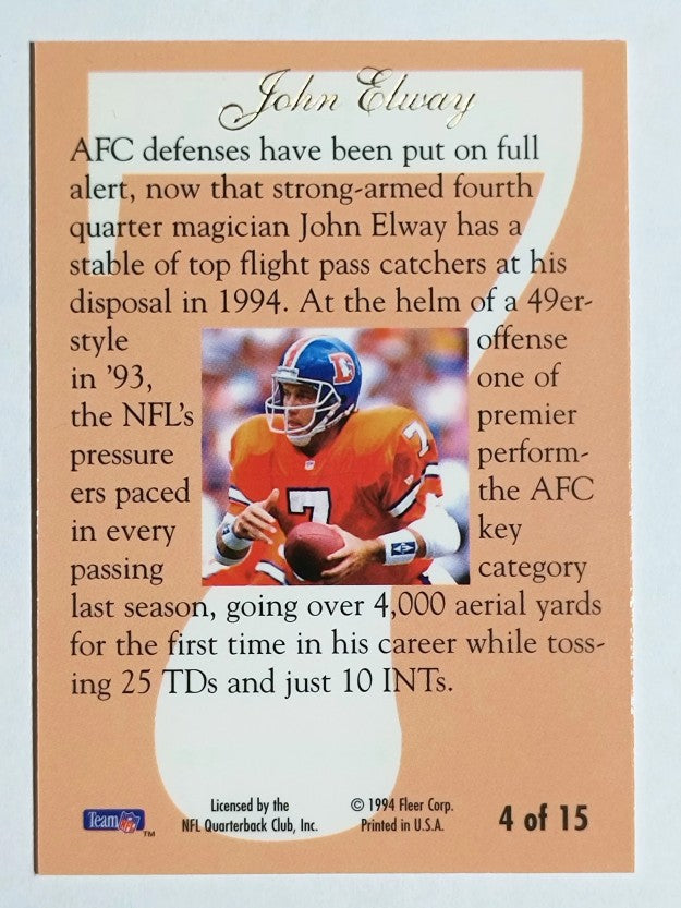 1994 Ultra Flair Hot Numbers #4 John Elway