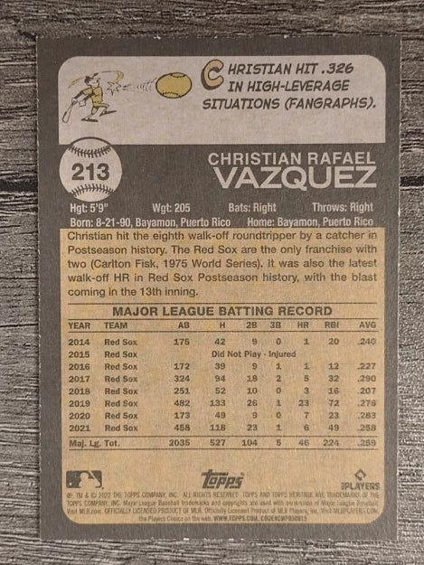 2022 Topps Heritage #213 Christian Vazquez