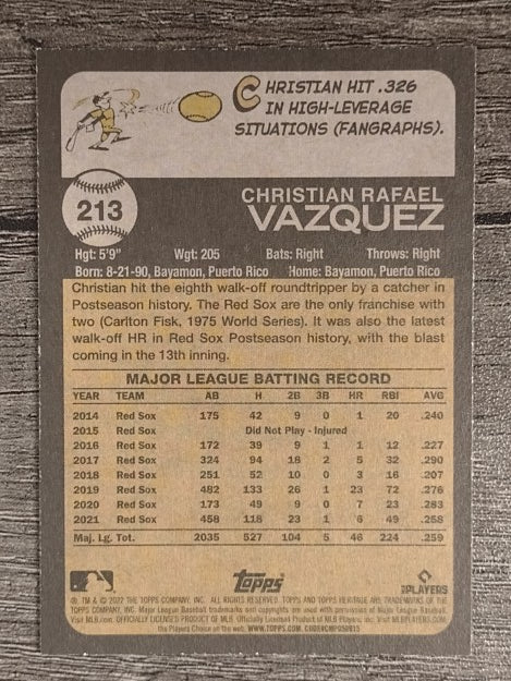 2022 Topps Heritage #213 Christian Vazquez