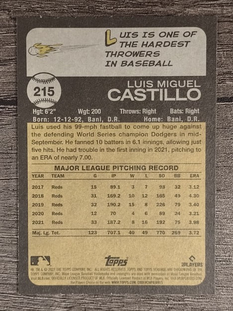 2022 Topps Heritage #215 Luis Castillo