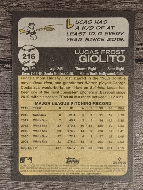 2022 Topps Heritage #216 Lucas Giolito
