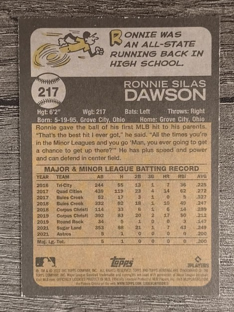 2022 Topps Heritage #217 Ronnie Dawson RC