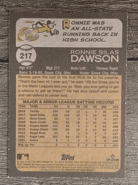 2022 Topps Heritage #217 Ronnie Dawson RC
