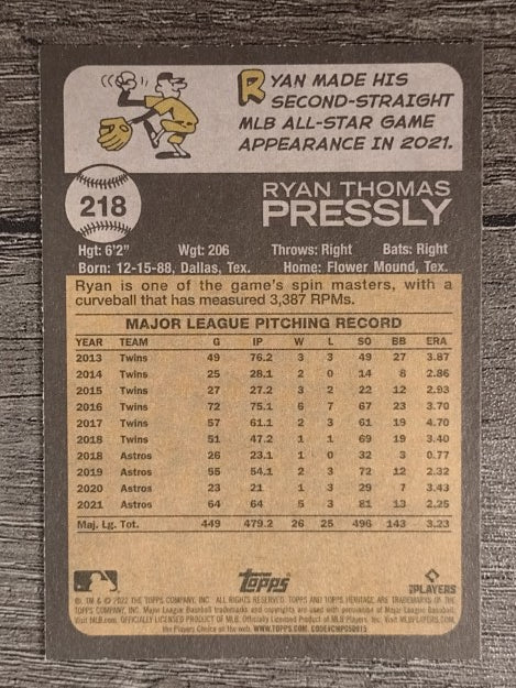 2022 Topps Heritage #218 Ryan Pressly