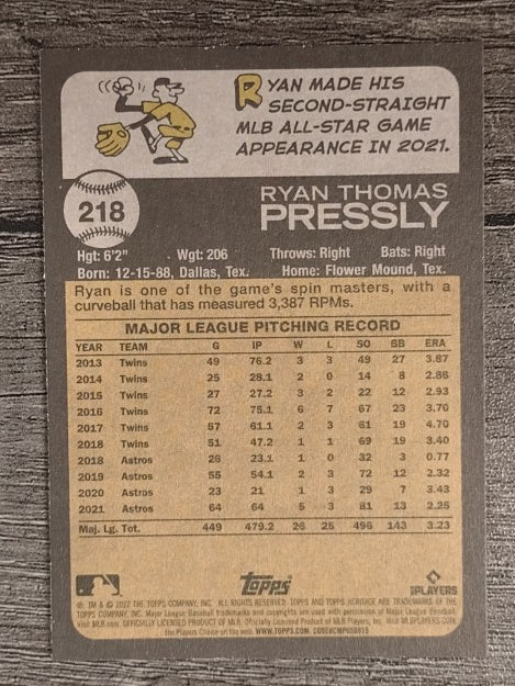2022 Topps Heritage #218 Ryan Pressly