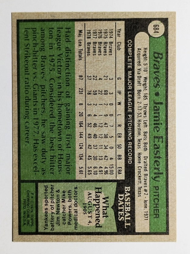 1979 Topps #684 Jamie Easterly DP (EXMT)
