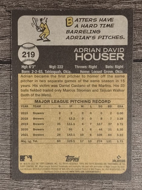 2022 Topps Heritage #219 Adrian Houser