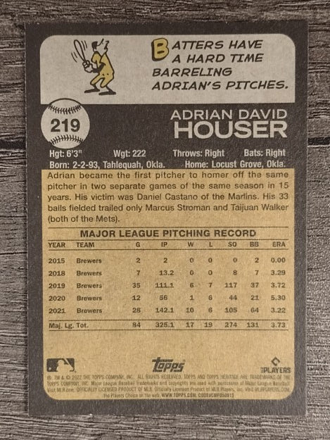 2022 Topps Heritage #219 Adrian Houser