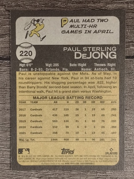 2022 Topps Heritage #220 Paul DeJong