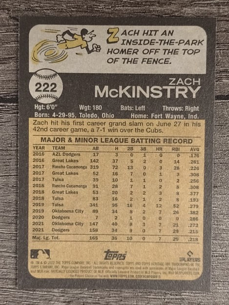 2022 Topps Heritage #222 Zach McKinstry