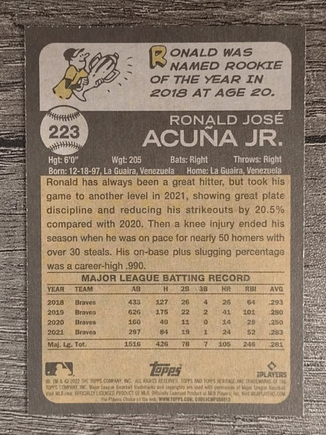 2022 Topps Heritage #223 Ronald Acuna Jr.