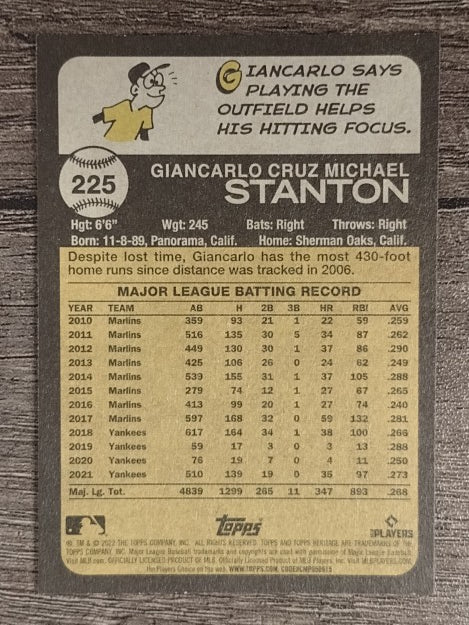 2022 Topps Heritage #225 Giancarlo Stanton