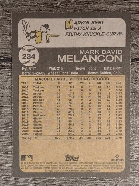 2022 Topps Heritage #234 Mark Melancon