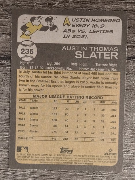 2022 Topps Heritage #236 Austin Slater