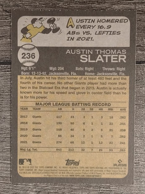 2022 Topps Heritage #236 Austin Slater
