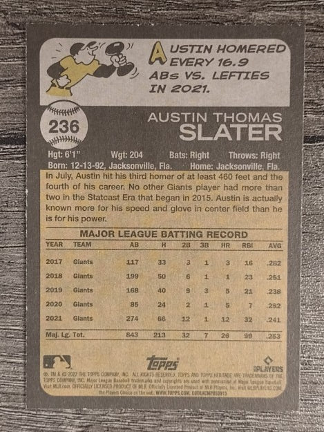 2022 Topps Heritage #236 Austin Slater