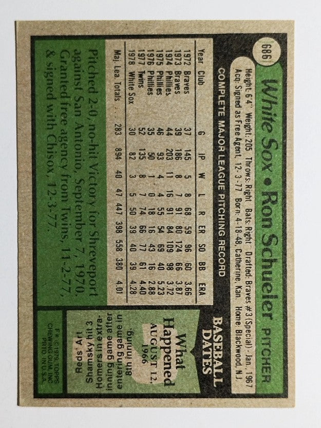1979 Topps #686 Ron Schueler DP (EXMT)