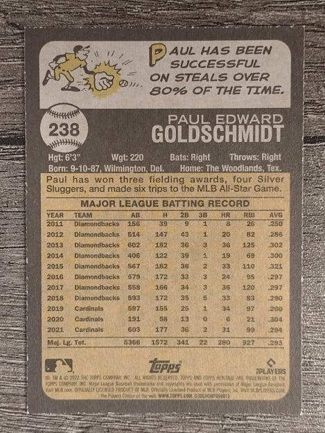 2022 Topps Heritage #238 Paul Goldschmidt
