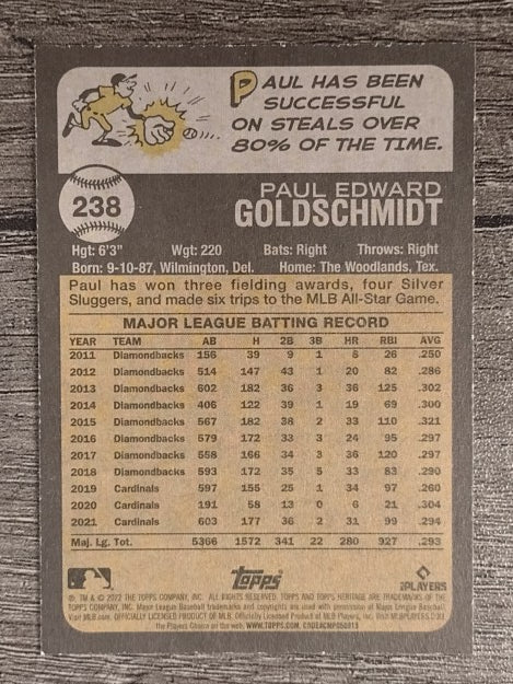 2022 Topps Heritage #238 Paul Goldschmidt