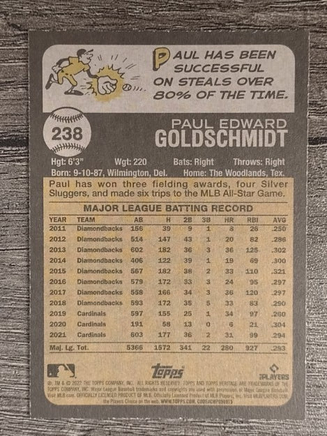 2022 Topps Heritage #238 Paul Goldschmidt