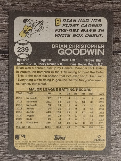 2022 Topps Heritage #239 Brian Goodwin