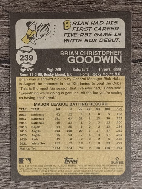 2022 Topps Heritage #239 Brian Goodwin