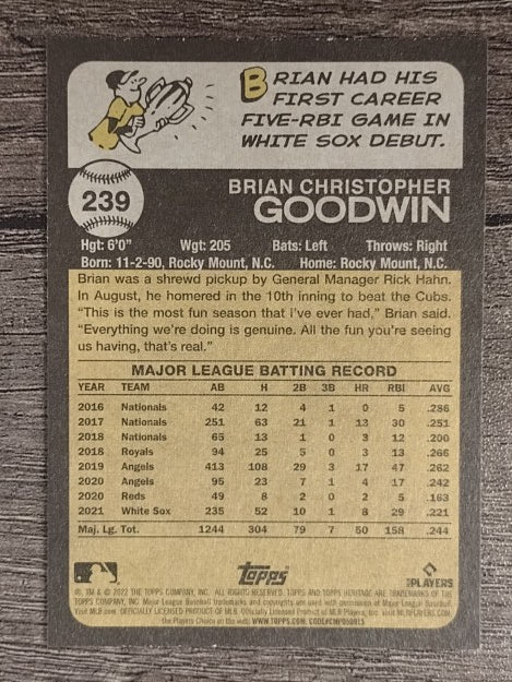 2022 Topps Heritage #239 Brian Goodwin