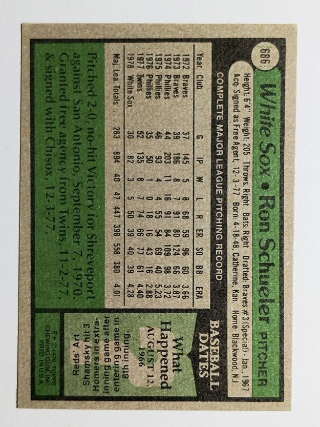 1979 Topps #686 Ron Schueler DP (EXMT)