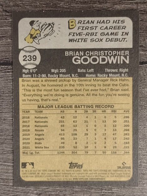 2022 Topps Heritage #239 Brian Goodwin