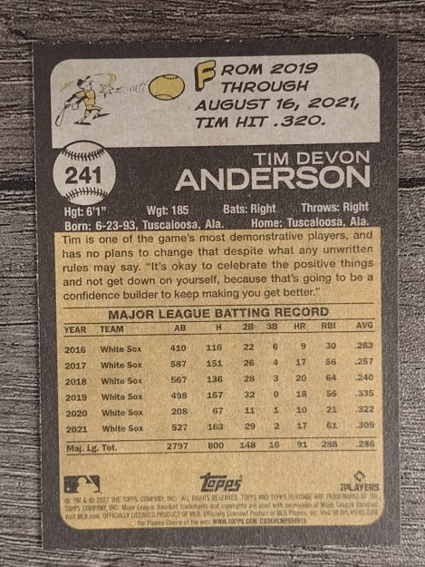 2022 Topps Heritage #241 Tim Anderson