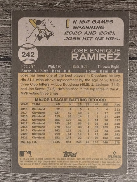 2022 Topps Heritage #242 Jose Ramirez