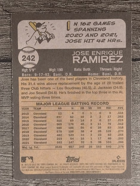 2022 Topps Heritage #242 Jose Ramirez