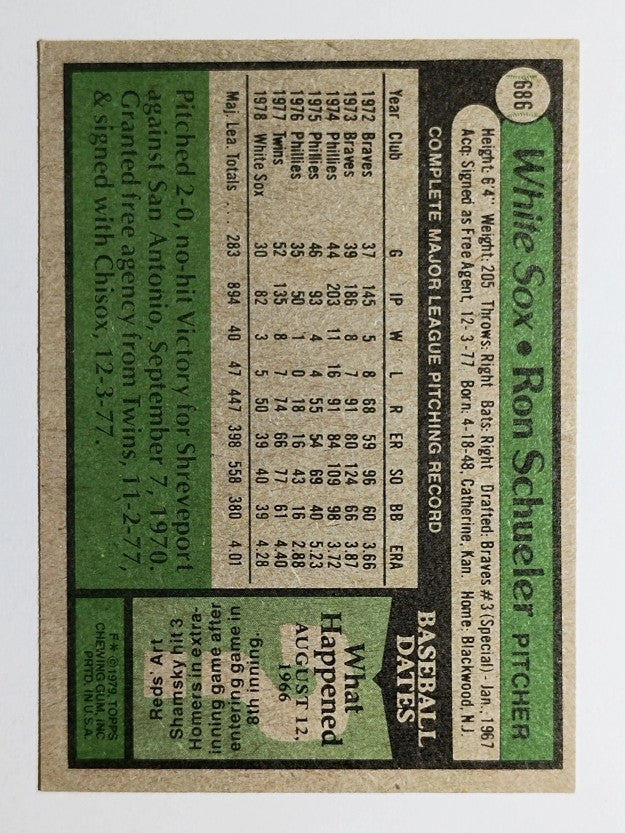 1979 Topps #686 Ron Schueler DP (VG)