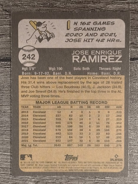2022 Topps Heritage #242 Jose Ramirez